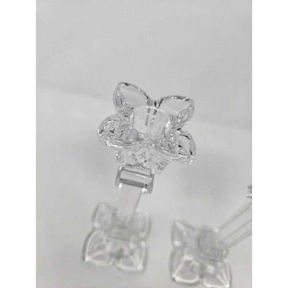 VINTAGE 1990S MIKASA LEAD CRYSTAL CANDLESTICKS SET OF 2 THE PETALS